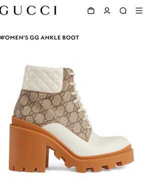 Gucci Women's GG Platform High Block Heel Ankle Boots
